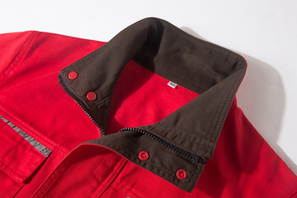 全棉春秋工作服領口細節展示